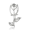 Minimalist Open Rose Brooch in Silver or Gold Tone view 5