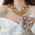 Oversized Polished Curb Chain Necklace With Decorative Accents view 1