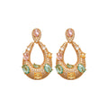 Gold Tone Multicolor Crystal Teardrop Stud Earrings view 5