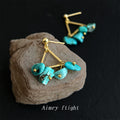 Gold Triangle Frame Turquoise Chip Stone Drop Earrings view 4