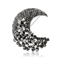 Black Gunmetal Rhinestone Crescent Moon Brooch Pin view 5