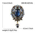Antique Oval Crystal Dangle Brooch With Faceted Crystals And Polished Metal Details view 8