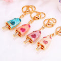 Crystal Heart Popsicle Keychains in White Pink Blue and Purple view 2