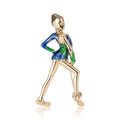 Fashion Lady Figure Brooch Blue or Purple Dress Gold view 5