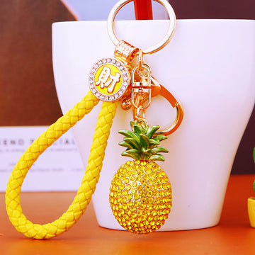 Crystal Fruit Keychains with Fortune Cords and Loose Braided Loops