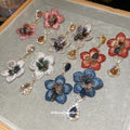 Floral Crystal Drop Earrings In Four Color Designs view 3