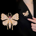 Gold Tone Butterfly Pearl Look Metal Brooch Pin for Jackets and Lapels view 4