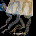 Blue Crystal Mesh Scarf Necklace in Gold and Silver Tones view 2