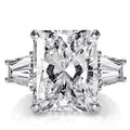 Silver Tone Oversized Emerald Cut Crystal Ring Jewelry view 1