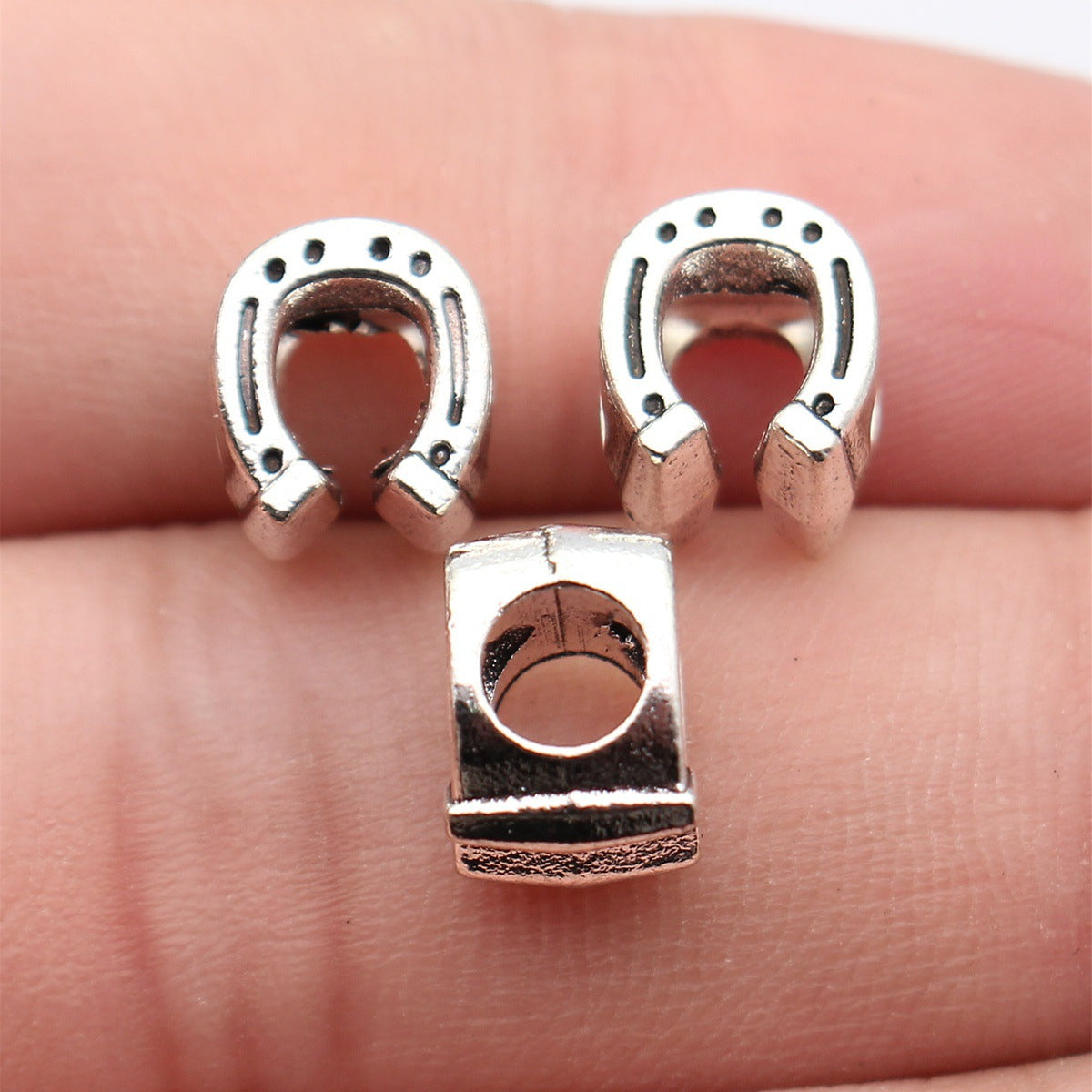 10x8.4x7.4mm 1.5g Multicolor Zinc Alloy Horseshoe Large Hole Beads for Bracelet Necklace Jewelry Making