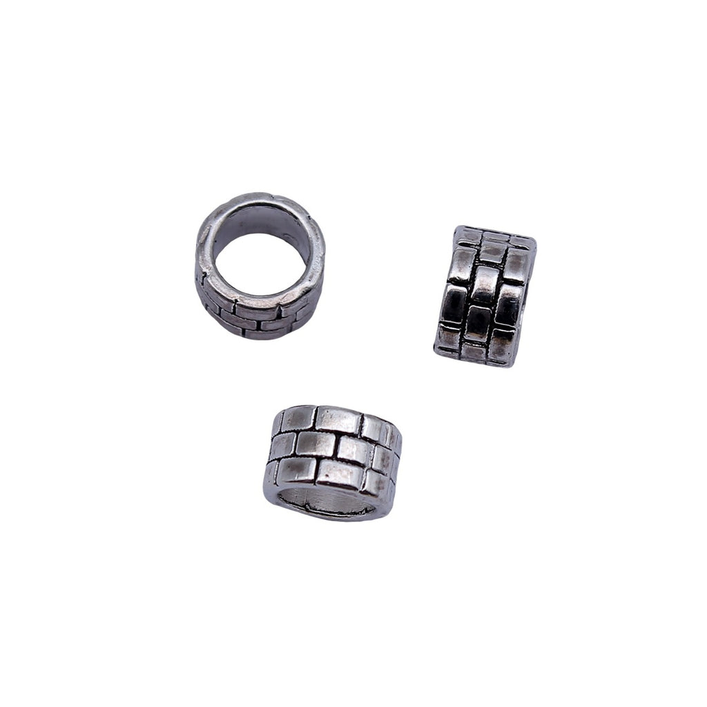 9.1x9.1x6.1mm 1.05g Antique Silver Zinc Alloy Lattice Pattern Large Hole Spacer Beads for Bracelet Making