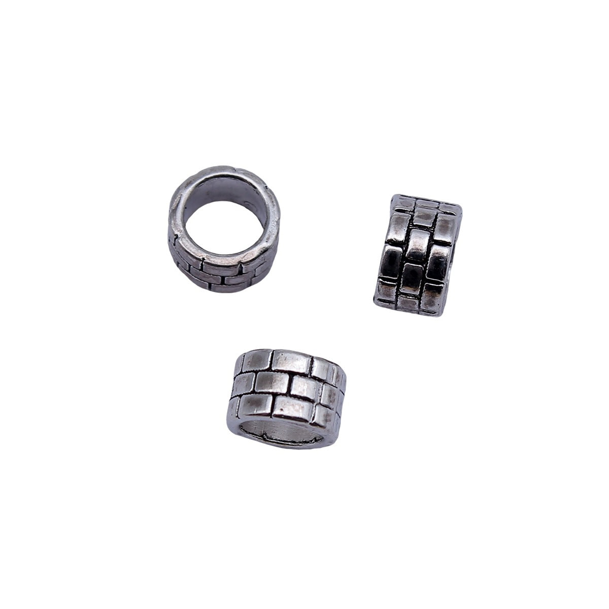 9.1x9.1x6.1mm 1.05g Antique Silver Zinc Alloy Lattice Pattern Large Hole Spacer Beads for Bracelet Making