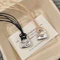 Black Cord Necklace With Silver Tone Open Pendant Jewelry Design view 4