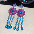 Blue and Pink Floral Statement Earrings in Two Designs view 7
