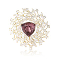 Radiant Floral Crystal Brooch With Triangular Center Stone view 5
