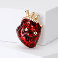 Red Anatomical Heart Brooch with Gold Tone Details view 4