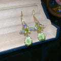 Floral Crystal Teardrop Hook Earrings in Three Colors view 8