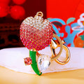 Gradient Crystal Tulip Keychains With Green Stem and Gem Leaf view 2