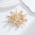 Silver Tone Eight Point Star Crystal Two Designs Metal Brooch Pin view 3