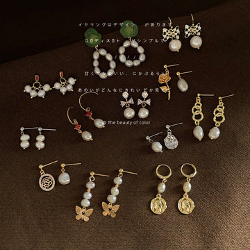 Freshwater Pearl Stud Collection Asymmetric Rose Styles