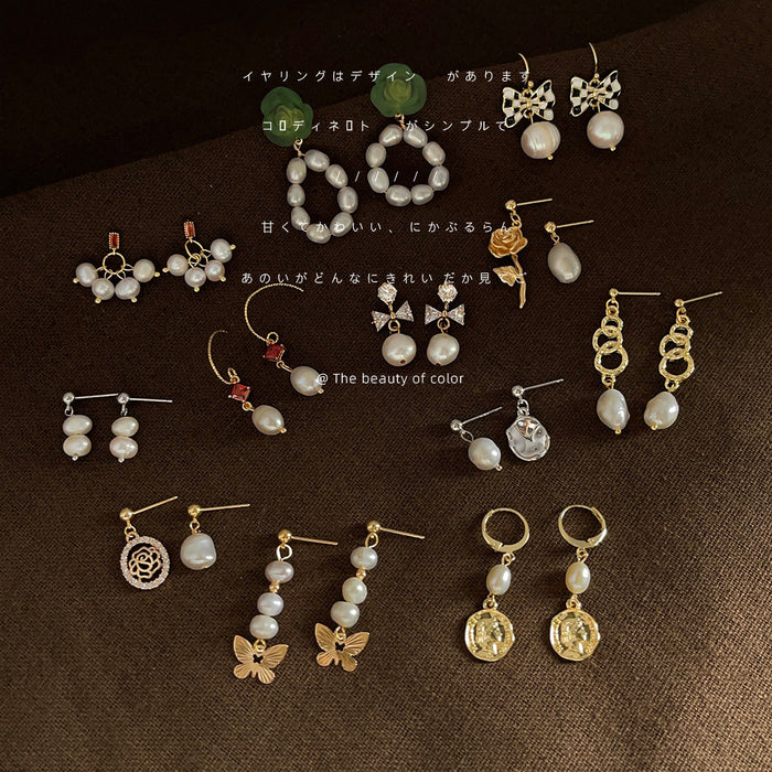 Freshwater Pearl Stud Collection Asymmetric Rose Styles