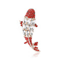 Long Crystal Koi Fish Brooch in Clear or Red Accents view 5