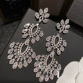 Silver Tone Crystal Floral Chandelier Earrings With Open Drops view 1