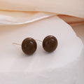 Brown Chocolate Pearl Look Round Stud Earrings in Five Sizes view 4