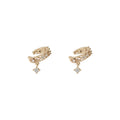 Gold-Tone Filigree Open Ear Cuff Clip Clear Crystal Drop Charm view 5