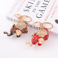Enamel Rhinestone Elephant Keychain Metal Lucky Animal Charm view 1