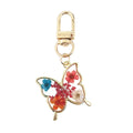 Gold Tone Pressed Flower Butterfly Resin Clip Keychains view 6