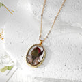 Gold Irregular Frame Dried Flower Resin Pendant Necklaces view 2