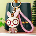 Crystal Eyeglass Rabbit Keychains in Plain Cord and Loop Options view 12