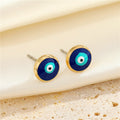 Gold Rim Round Evil Eye Enamel Stud Earrings Four Colors view 4