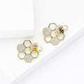 Honeycomb Bee Brooch Black or Yellow Bee Gold Frame view 1