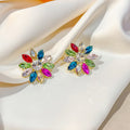 Marquise Petal Flower Statement Stud Earrings in Four Colors view 7