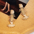 Polished Gold Fish Skeleton Statement Drop Earrings view 3