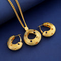 Gold Tone Gold Round Geometric Geometric Metal Necklace and Earring Set view 2