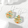 Orange and Turquoise Chip Resin Geometric Hoop Earrings view 3
