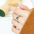 Open Adjustable Ring Green Oval Zircon Copper Alloy Band view 7