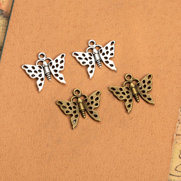 Dotted Openwork Butterfly Metal Charm Pendants for Jewelry Making