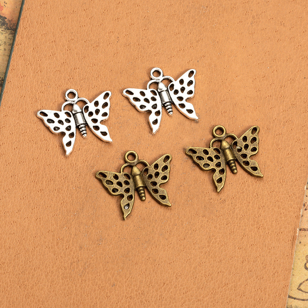 Vintage Hollow Butterfly Alloy Charm Pendant 19x17mm