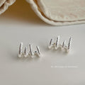 Silver Textured Multi Loop Stud Earrings Wave Form view 3