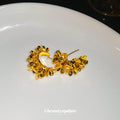 Gold Tone Layered Floral Cluster Statement Stud Earrings view 4