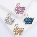 Crystal Swan Brooch in Four Color Variants for Jackets and Scarves view 1