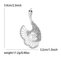Crystal Swan Brooch with Faux Pearl in Rose Gold or Silver view 7