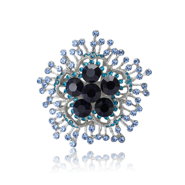 Round Crystal Branch Flower Brooch in 4 Color Options