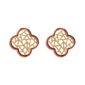 Gold Quatrefoil Lattice Window Pattern Stud Earrings view 5