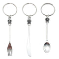 Silver Tone Crown Fork Spoon And Knife Keychains, 3 Styles view 5