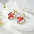 Gold Heart Dried Flower Resin Stud Earrings Seven Styles view 9